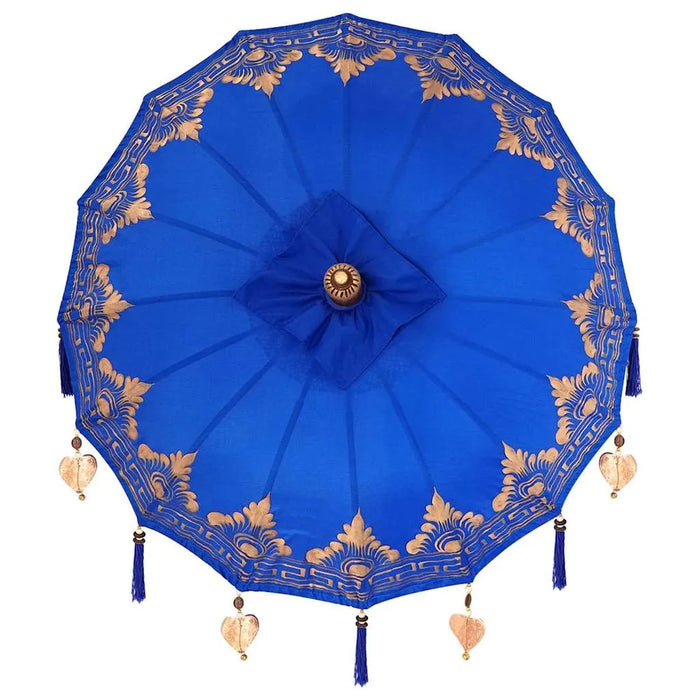 Elegant Garden Patio Umbrella - Blue and Brown | 250cm - Wooden Frame with Base VIDAXL - Little and Giant Explorers vidaXL