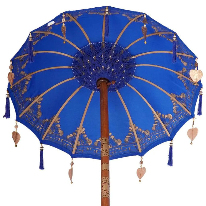 Elegant Garden Patio Umbrella - Blue and Brown | 250cm - Wooden Frame with Base VIDAXL - Little and Giant Explorers vidaXL