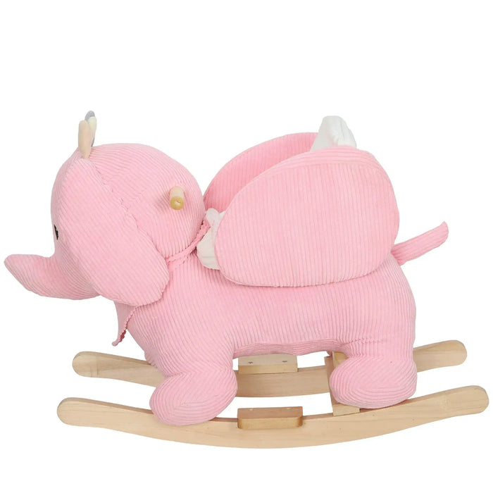 Pink rocking elephant toy on a white background