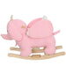 Pink rocking elephant toy on a white background