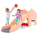 Elephant Shaped Play Slide with Basketball Hoop and Tunnel in Pink - Little and Giant Explorers Costway