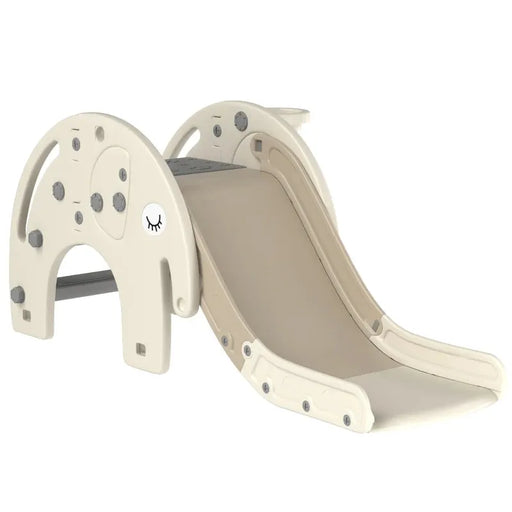 Elephant Themed 3-in-1 Toddler Slide with Basketball Hoop in Cream White - Little and Giant Explorers AIYAPLAY