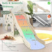 Elephant-themed toddler play slide with zones, rainbow colors, indoor activity center