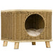 Elevated Design Wicker Cat House with Washable Cushion - Little and Giant Explorers PawHut