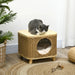 Elevated Design Wicker Cat House with Washable Cushion - Little and Giant Explorers PawHut