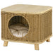 Elevated Design Wicker Cat House with Washable Cushion - Little and Giant Explorers PawHut