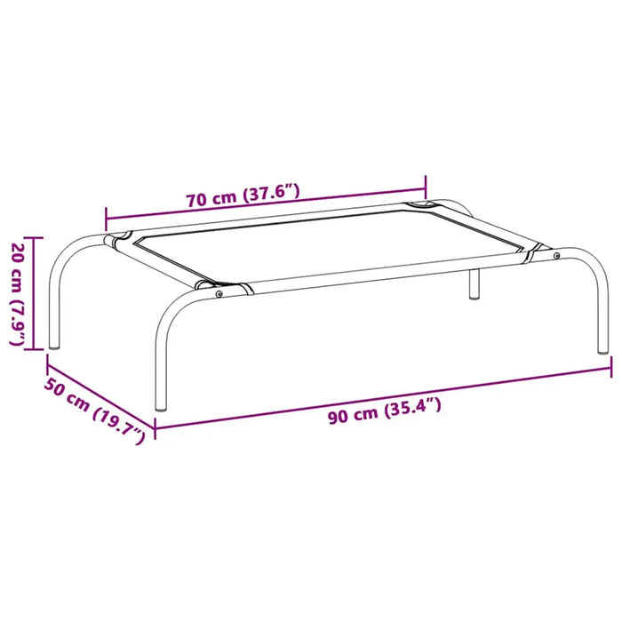 Elevated Dog Bed in Black (90 x 50 x 20cm) - Little and Giant Explorers vidaXL