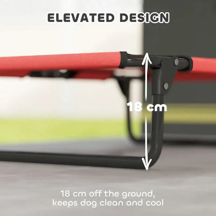 Elevated Dog Bed - Red | Portable Raised Pet Cot with Breathable Mesh - Up to 20kg PAWHUT - Little and Giant Explorers PawHut