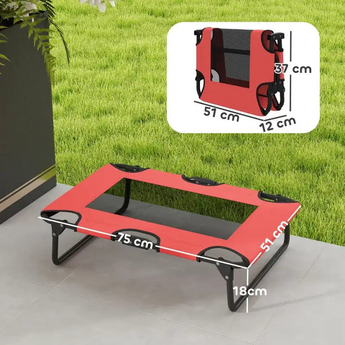 Elevated Dog Bed - Red | Portable Raised Pet Cot with Breathable Mesh - Up to 20kg PAWHUT - Little and Giant Explorers PawHut