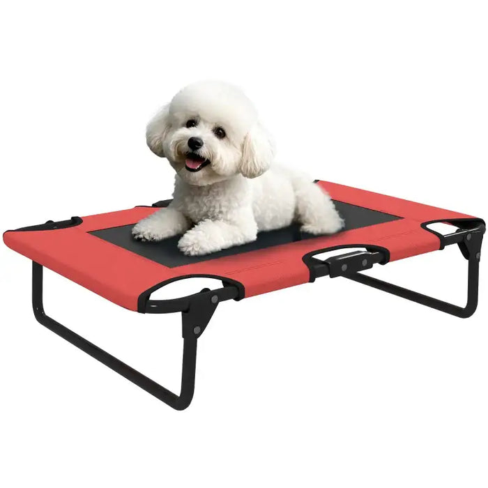 Elevated Dog Bed - Red | Portable Raised Pet Cot with Breathable Mesh - Up to 20kg PAWHUT - Little and Giant Explorers PawHut