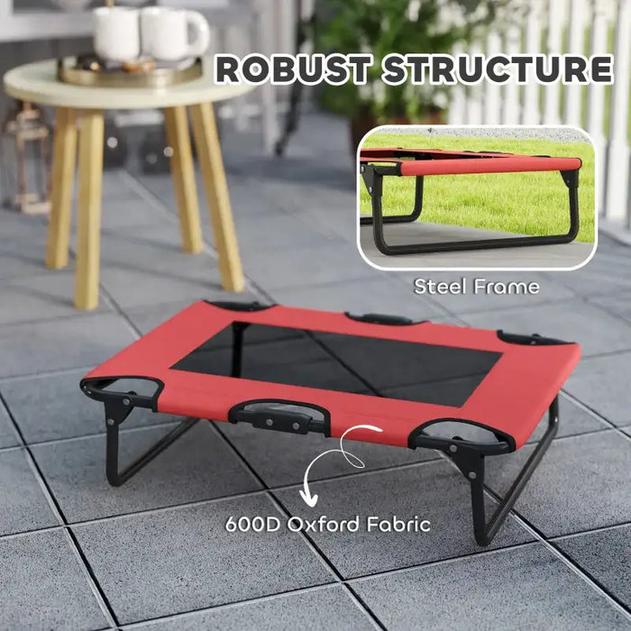 Elevated Dog Bed - Red | Portable Raised Pet Cot with Breathable Mesh - Up to 20kg PAWHUT - Little and Giant Explorers PawHut