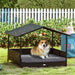 Elevated Rattan Dog House with Removable Cushion and Canopy - Little and Giant Explorers PawHut