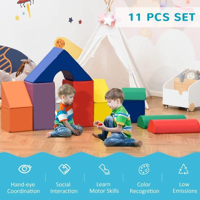 Eleven-Piece Soft Play Puzzle Play Blocks - Little and Giant Explorers HOMCOM