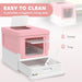 Hooded Cat Litter Box with Scoop and Front Entry in Pink - Little and Giant Explorers PawHut