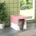 Hooded Cat Litter Box with Scoop and Front Entry in Pink - Little and Giant Explorers PawHut