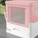 Hooded Cat Litter Box with Scoop and Front Entry in Pink - Little and Giant Explorers PawHut