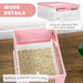 Hooded Cat Litter Box with Scoop and Front Entry in Pink - Little and Giant Explorers PawHut