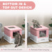 Hooded Cat Litter Box with Scoop and Front Entry in Pink - Little and Giant Explorers PawHut