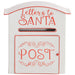 White wooden mailbox with red trim labeled 'Letters to Santa' and 'Post' for Christmas mail