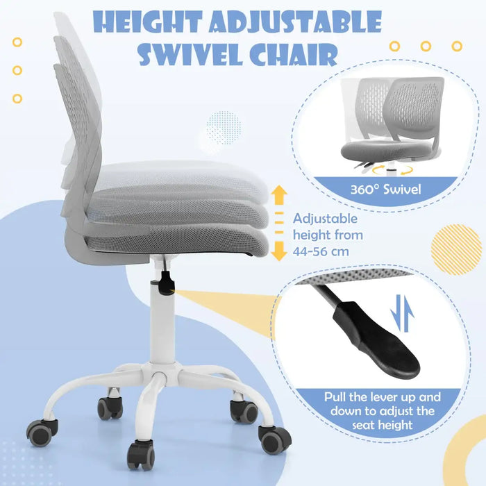 Ergonomic Children Study Chair - Grey | Adjustable Height and Mesh Back COSTWAY - Little and Giant Explorers Costway