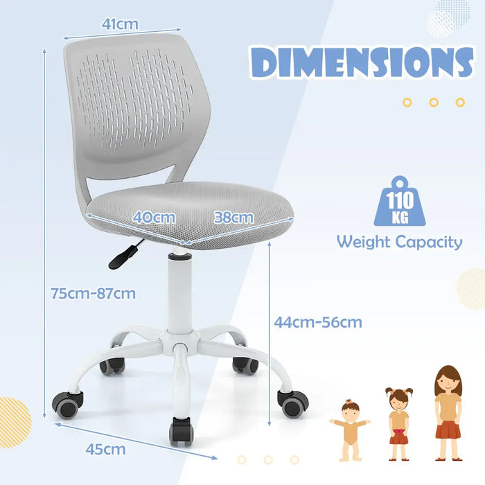 Ergonomic Children Study Chair - Grey | Adjustable Height and Mesh Back COSTWAY - Little and Giant Explorers Costway