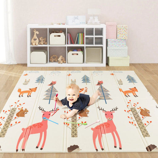 Extra Large Baby Floor Mat with Carry Bag - Deer/Giraffe Design (200 x 180cm) - Little and Giant Explorers Costway