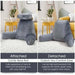 Bed Rest Reading Pillow Grey | Memory Foam Comfort with Storage - Little and Giant Explorers Costway