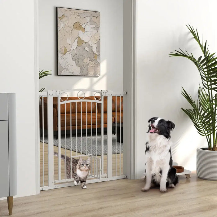 Extra Tall and Wide Pet Gate with Cat Door | 96cm High - Double Lock System PAWHUT - Little and Giant Explorers PawHut