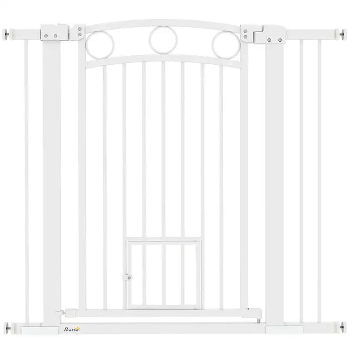 Extra Tall and Wide Pet Gate with Cat Door | 96cm High - Double Lock System PAWHUT - Little and Giant Explorers PawHut