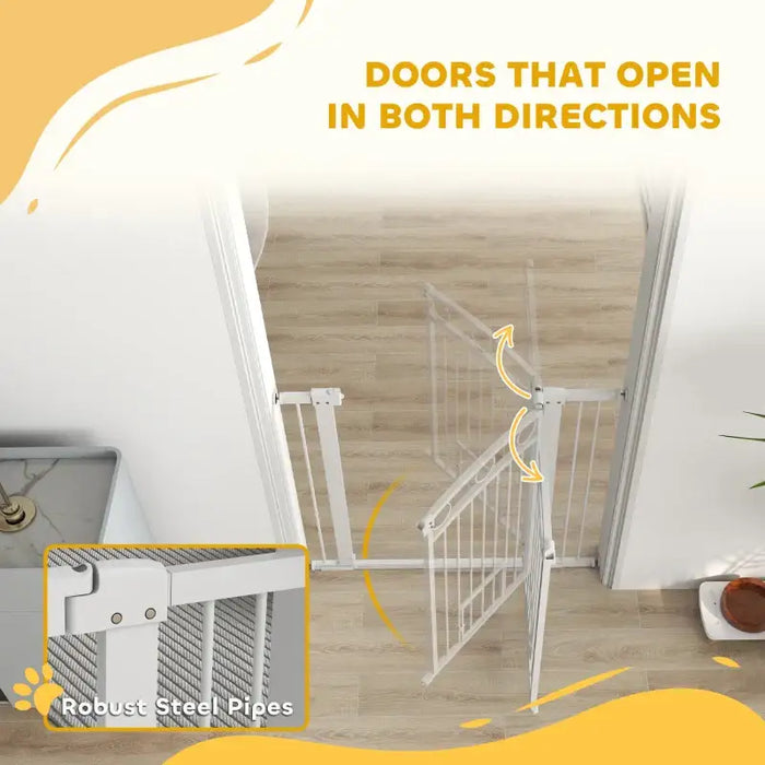 Extra Tall and Wide Pet Gate with Cat Door | 96cm High - Double Lock System PAWHUT - Little and Giant Explorers PawHut