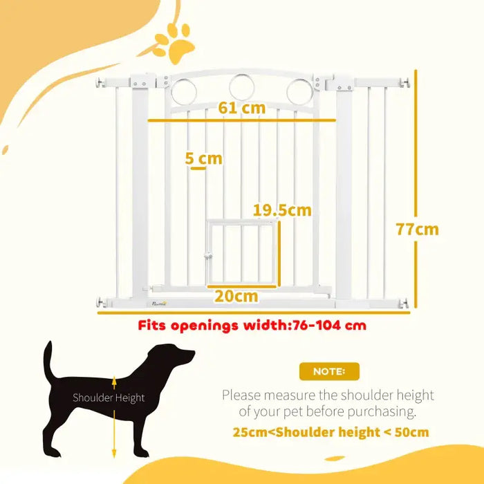 Extra Wide Pet Gate with Cat Door | Adjustable Dog Stair Gate - Pressure or Drill Mount PAWHUT - Little and Giant Explorers PawHut
