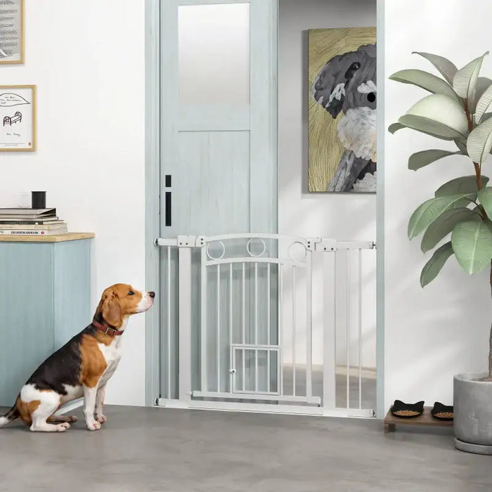 Extra Wide Pet Gate with Cat Door | Adjustable Dog Stair Gate - Pressure or Drill Mount PAWHUT - Little and Giant Explorers PawHut