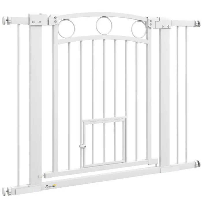 Extra Wide Pet Gate with Cat Door | Adjustable Dog Stair Gate - Pressure or Drill Mount PAWHUT - Little and Giant Explorers PawHut