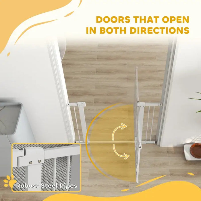 Extra Wide Pet Gate with Cat Door | Adjustable Dog Stair Gate - Pressure or Drill Mount PAWHUT - Little and Giant Explorers PawHut