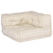 Cream-colored quilted pet bed on a white background