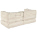 Beige quilted ottoman on a white background