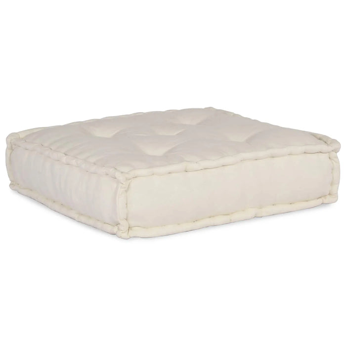 White quilted mattress pad on a white background