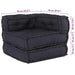 Black pet bed with measurements on a white background