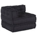 Black quilted ottoman on a white background
