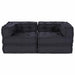 Dark gray pet bed with tufted design on a white background