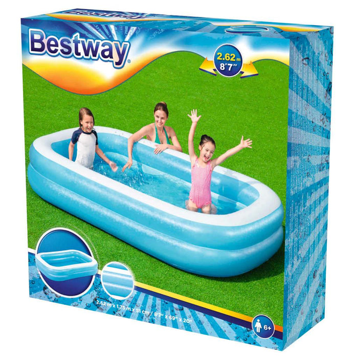 Family Rectangular Inflatable Pool (262 x 175 x 51cm) - Little and Giant Explorers Bestway