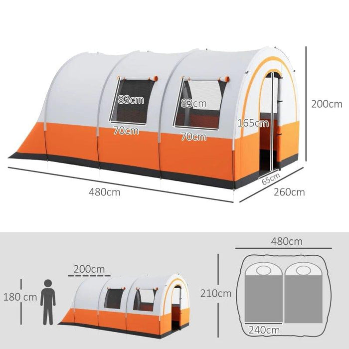 Family Tent with Living, Bedroom and Carry Bag Included (5-6 persons) - Little and Giant Explorers Outsunny