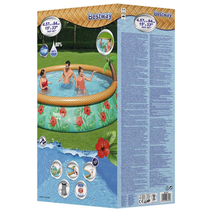 Fast Set Inflatable Paradise Palms Pool Set (457 x 84cm) - Little and Giant Explorers Bestway