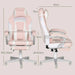 Faux Leather Reclining Gaming Chair with Footrest in Pink and White - Little and Giant Explorers HOMCOM