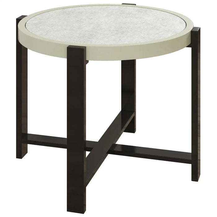 Faux Marble Tempered Glass Top Garden Table 60cm - Little and Giant Explorers Outsunny