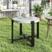 Faux Marble Tempered Glass Top Garden Table 60cm - Little and Giant Explorers Outsunny