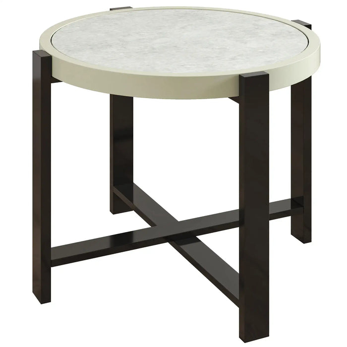 Faux Marble Tempered Glass Top Garden Table 60cm - Little and Giant Explorers Outsunny