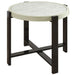 Faux Marble Tempered Glass Top Garden Table 60cm - Little and Giant Explorers Outsunny