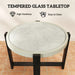 Faux Marble Tempered Glass Top Garden Table 60cm - Little and Giant Explorers Outsunny