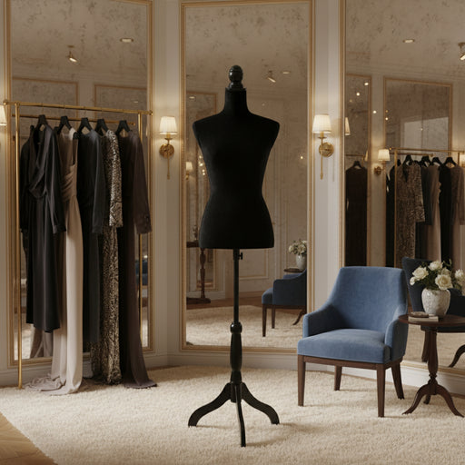 Ladies Bust Display Black Female Mannequin - Little and Giant Explorers vidaXL